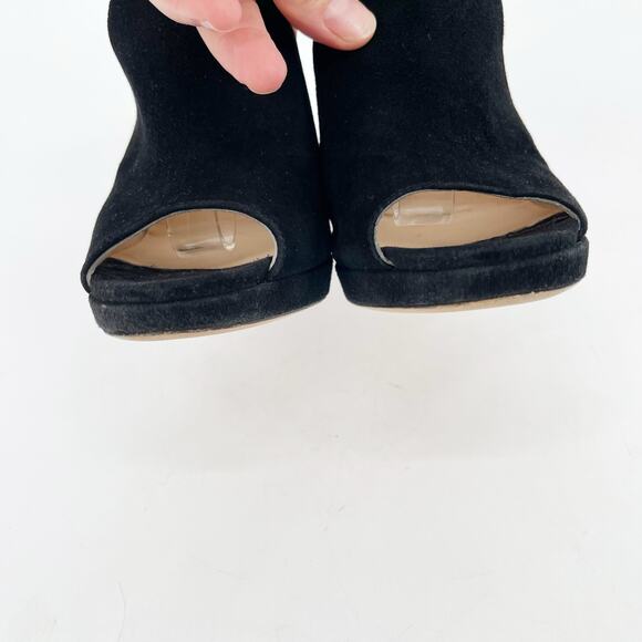 Jimmy Choo Farah Black Suede Crystal Trim Peep Toe Platform Pump Sandal IT 37.5 - Picture 6 of 11